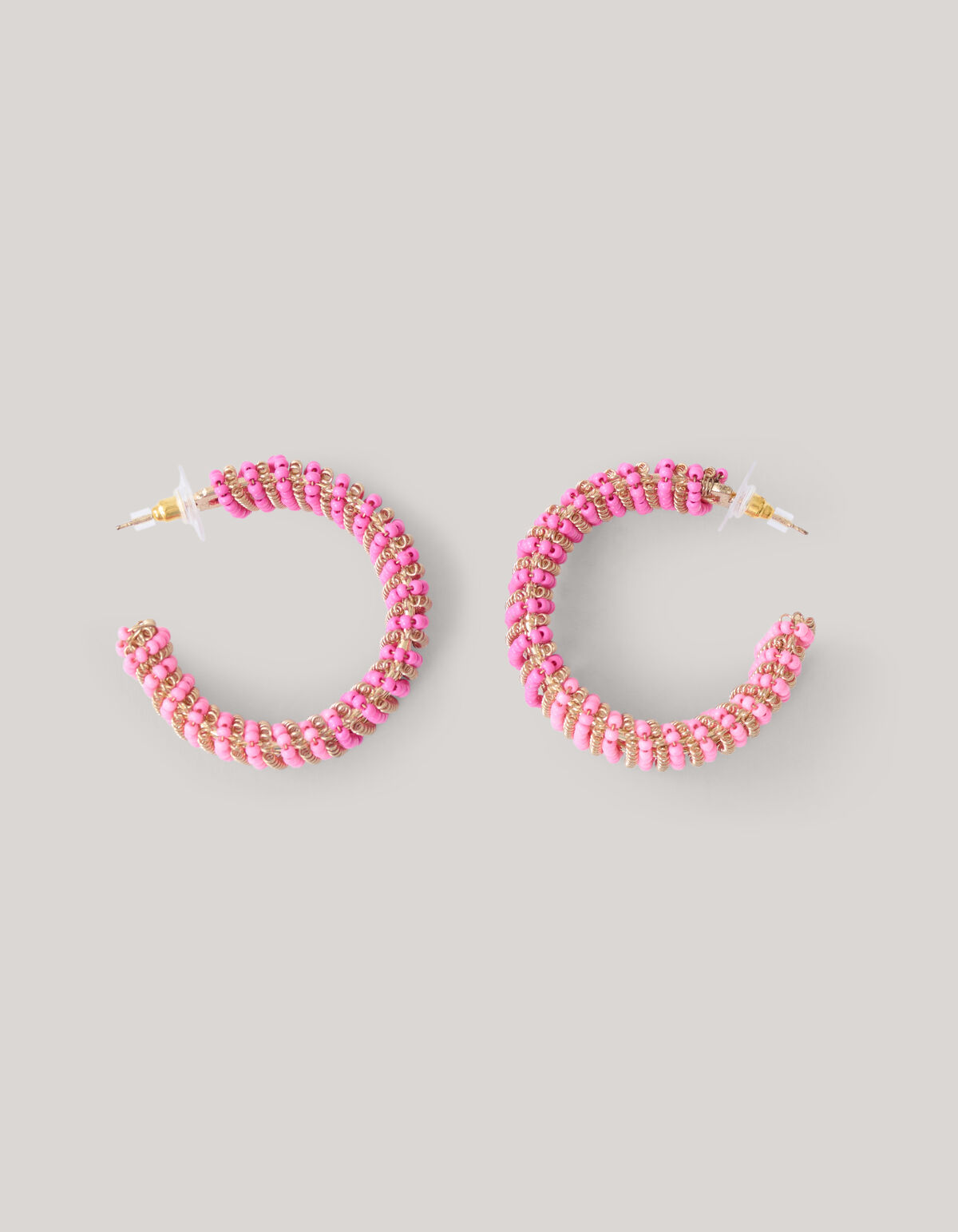 Beaded Hoop Oorbellen Roze SHOEBY ACCESSOIRES