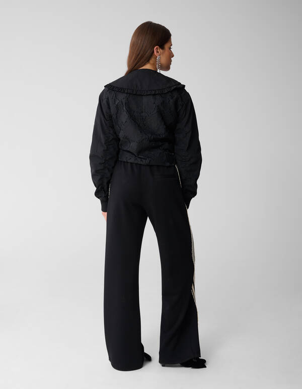 Sporty Lace Wide Leg Broek Zwart SHOEBY WOMEN