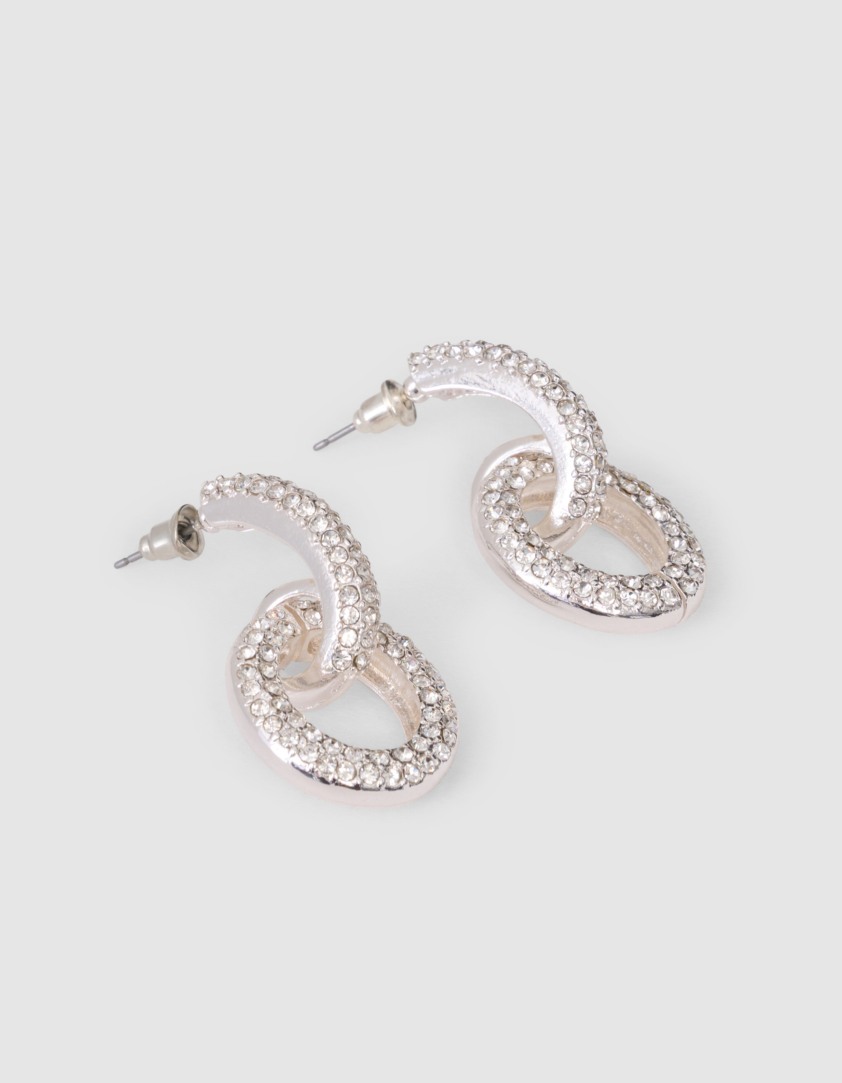 Strass Oval Oorbellen Zilver SHOEBY ACCESSOIRES