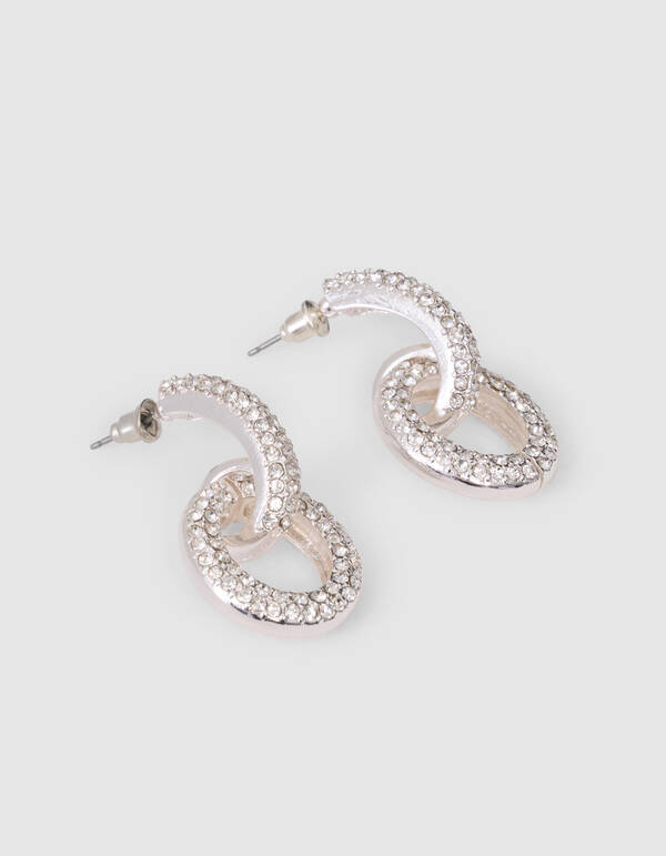 Strass Oval Oorbellen Zilver SHOEBY ACCESSOIRES