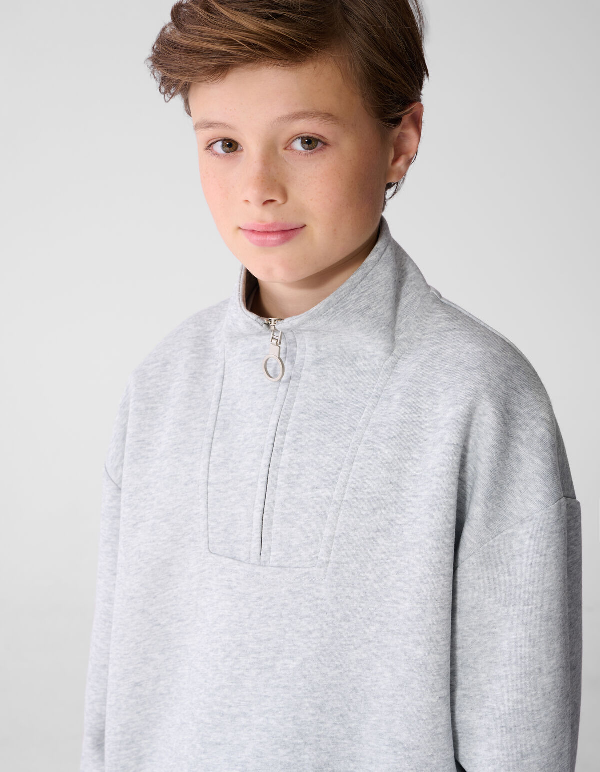 Melange Balloon Fit Sweater Lichtgrijs SHOEBY BOYS