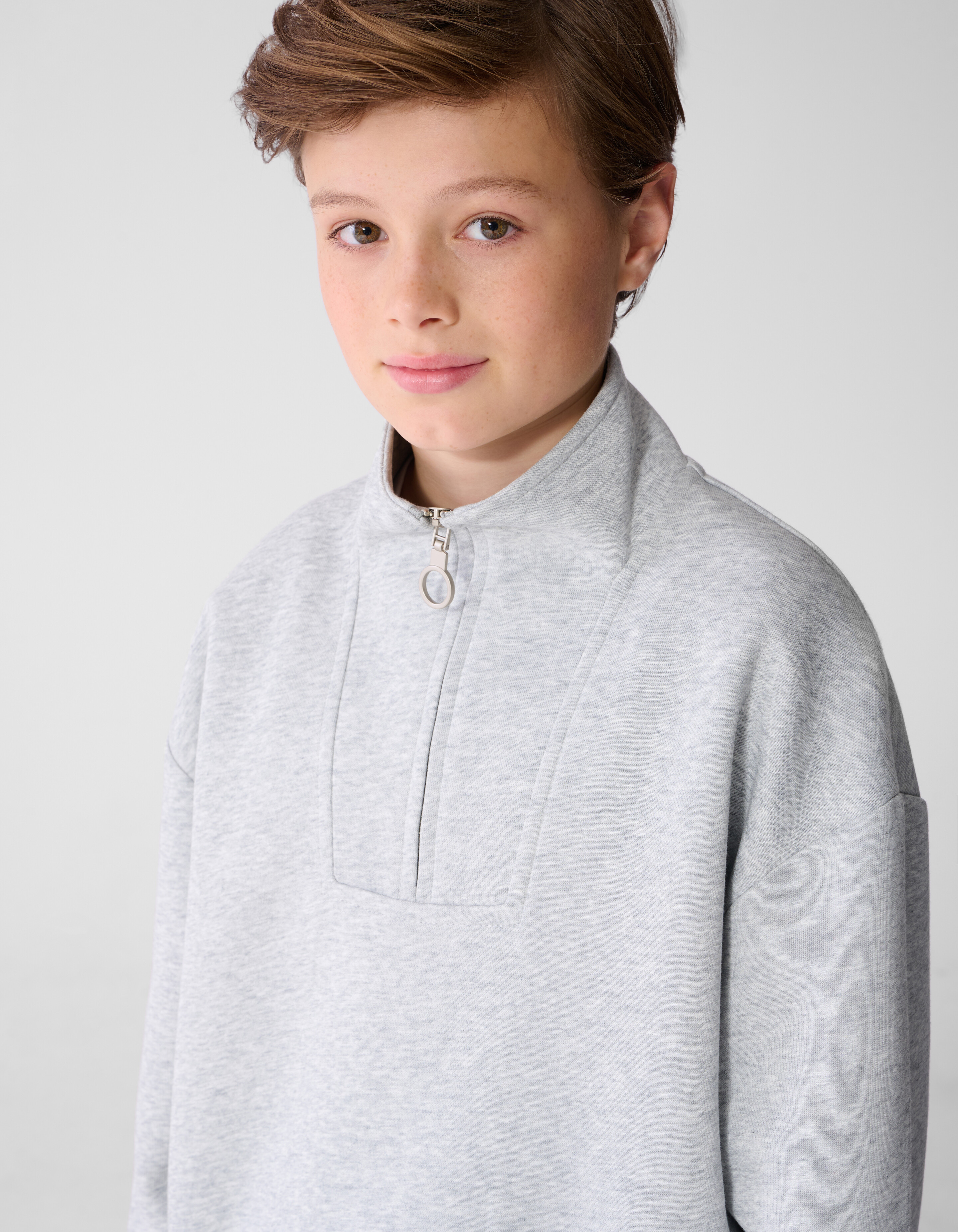 Melange Balloon Fit Sweater Lichtgrijs SHOEBY BOYS