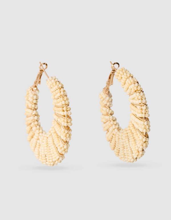 Beaded Hoop Oorbellen Lichtgeel SHOEBY ACCESSOIRES