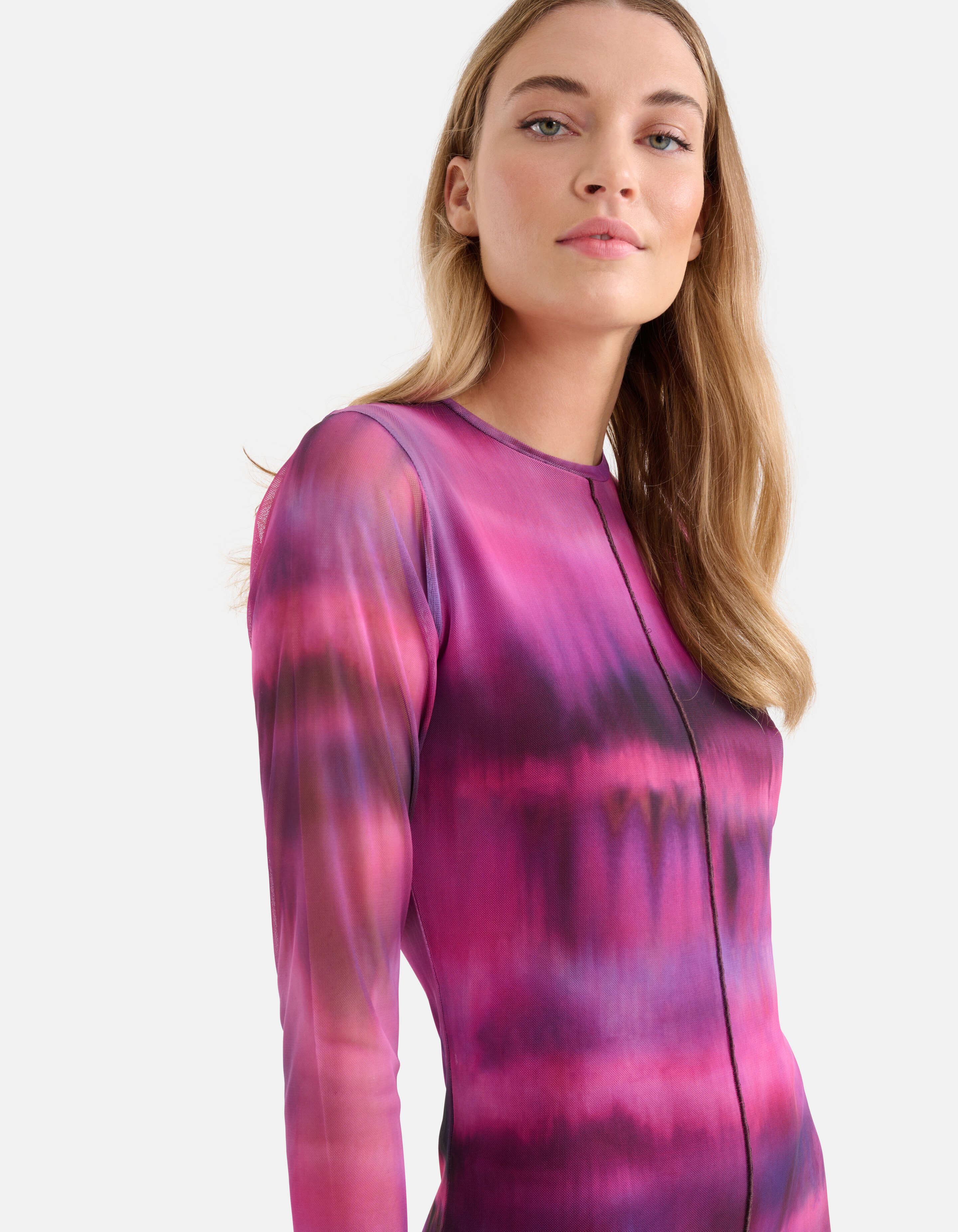Blurry Stripe Mesh Jurk Roze SHOEBY WOMEN