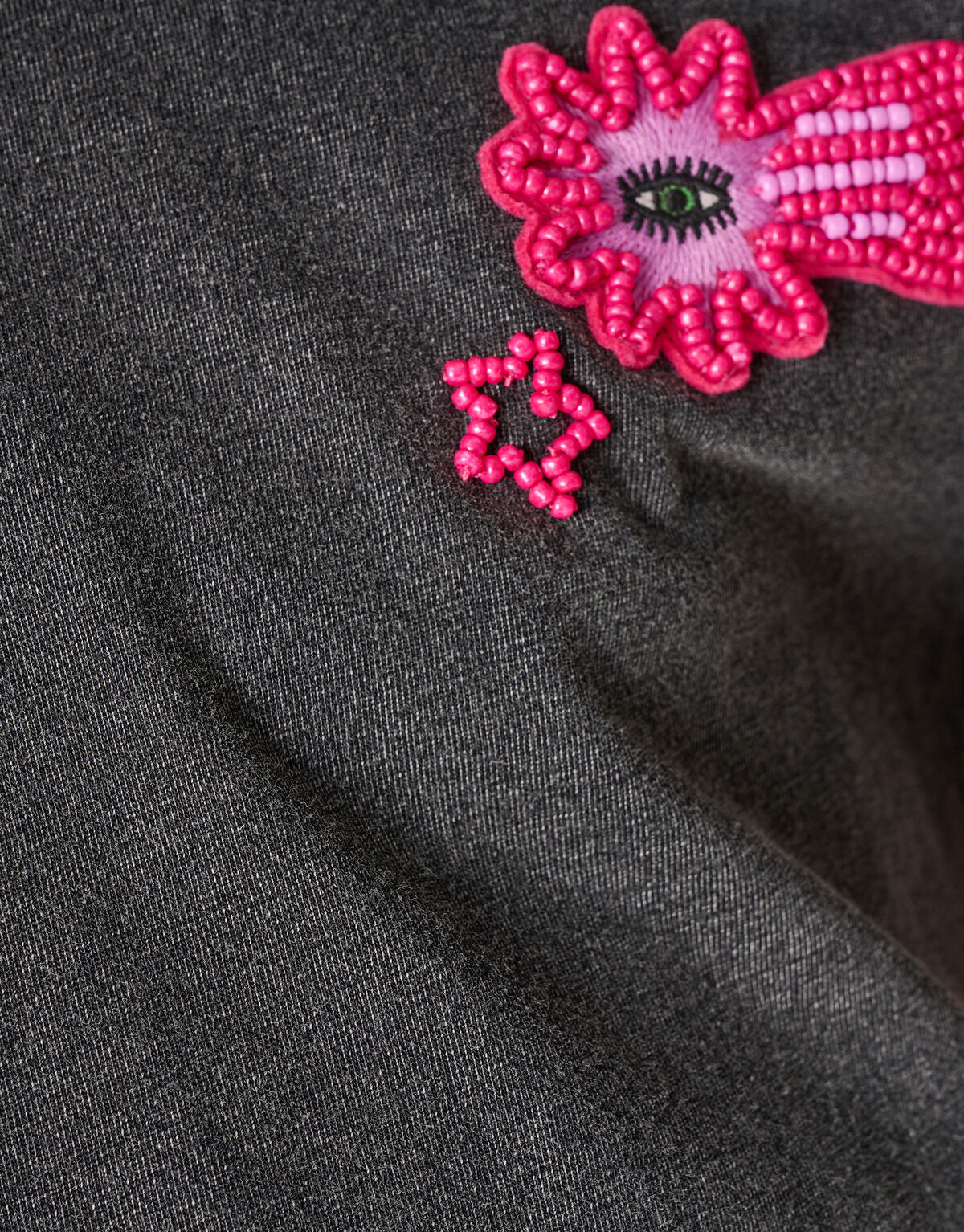 Embroidery T-shirt Donkergrijs SHOEBY GIRLS