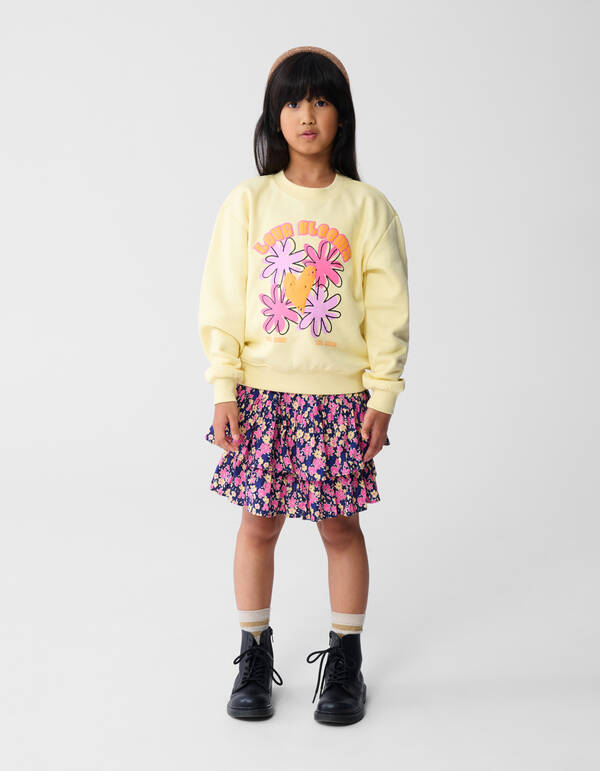 Bloem Artwork Sweater Lichtgeel SHOEBY GIRLS