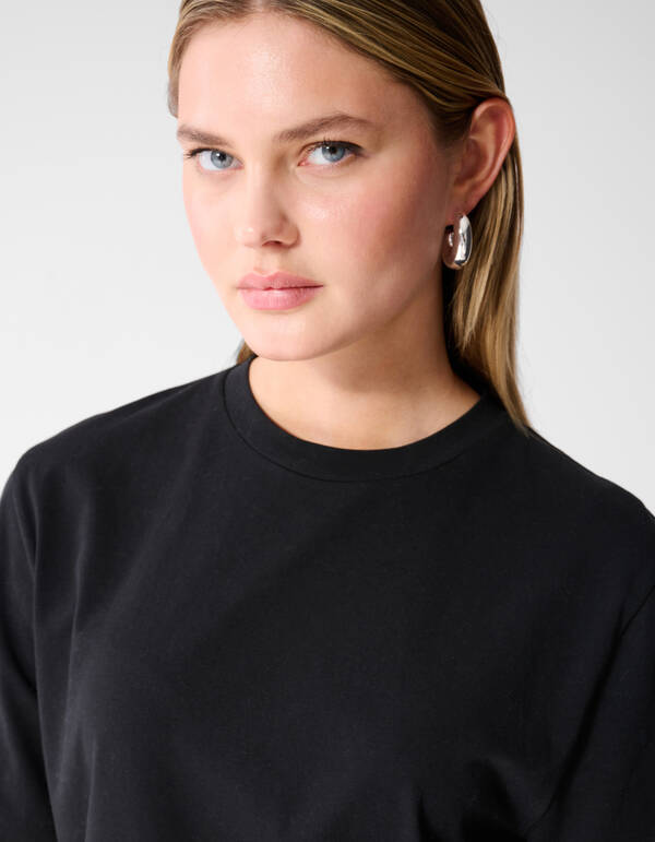 Kanten Satijnen T-shirt Zwart SHOEBY WOMEN