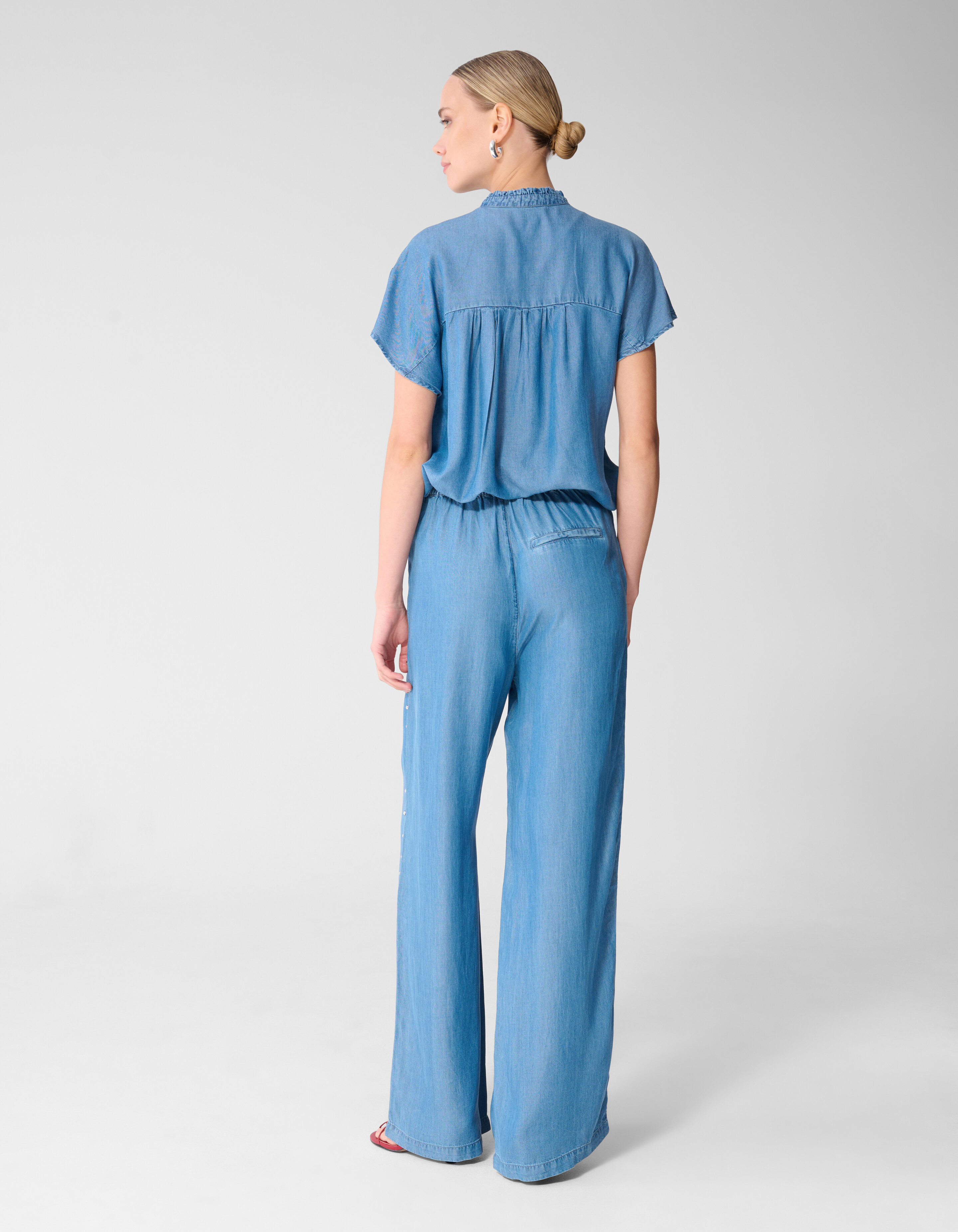 Stud Denim Ruffle Top Blauw SHOEBY WOMEN