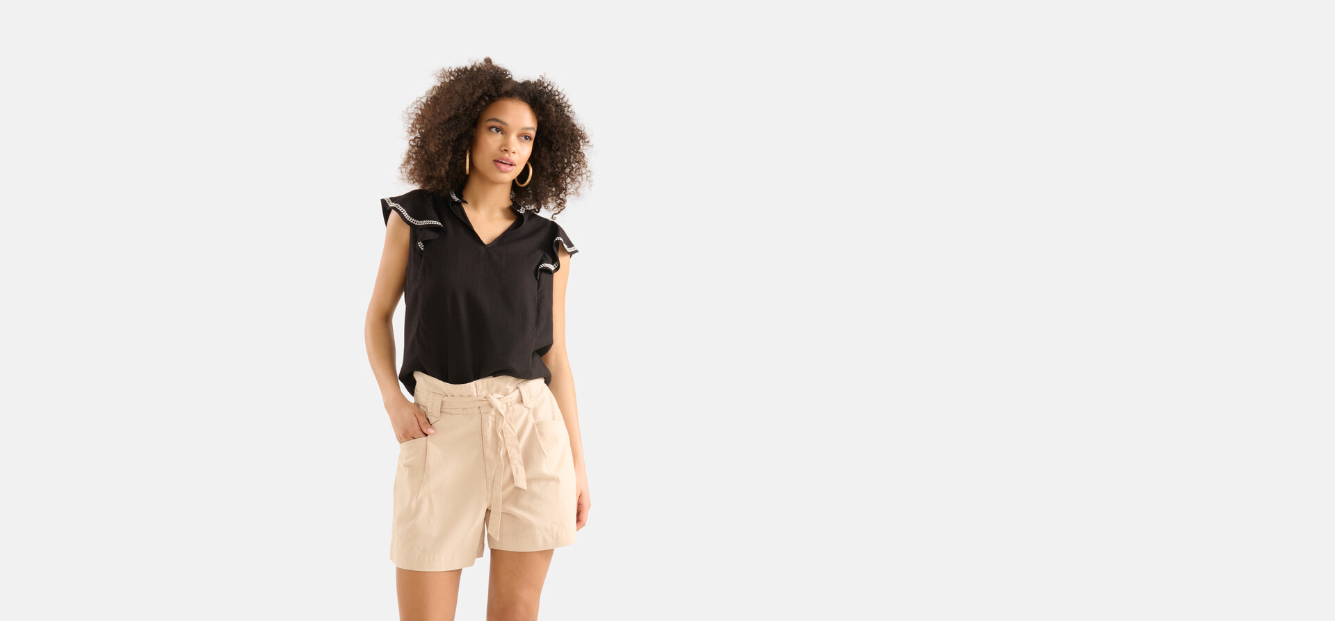Embroidery Top Zwart SHOEBY WOMEN