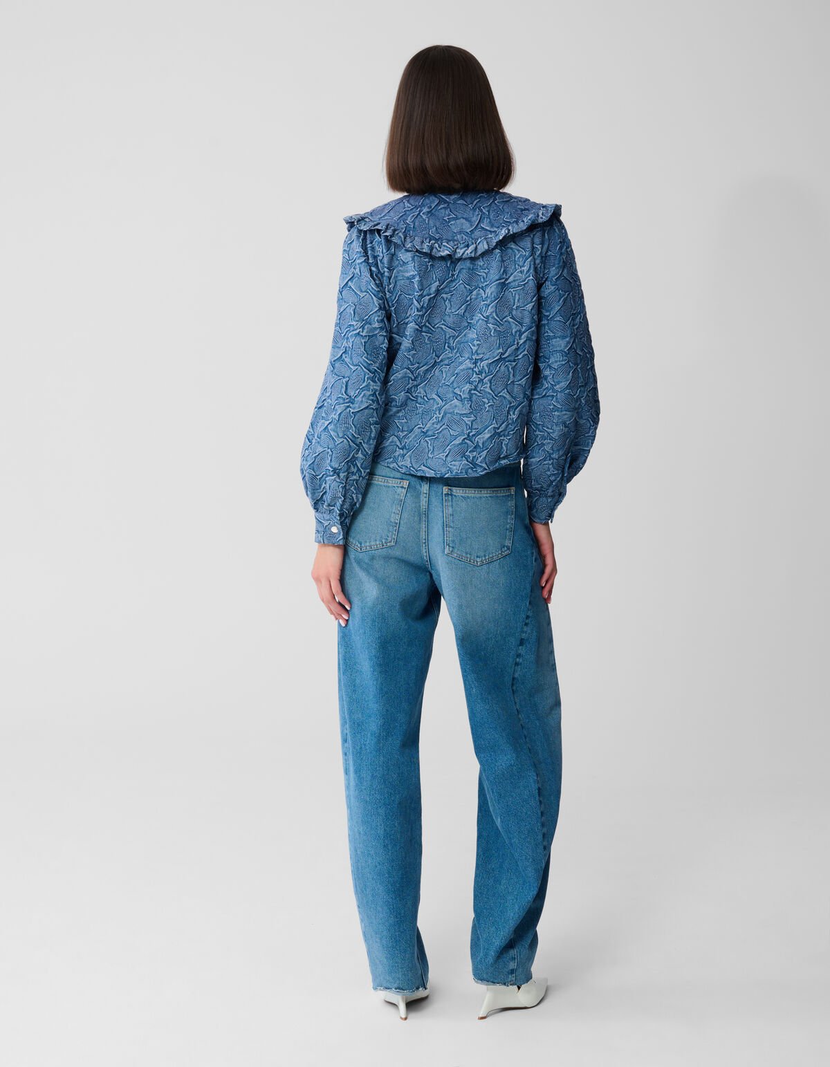 Big Collar Denim Blouse Blauw SHOEBY WOMEN