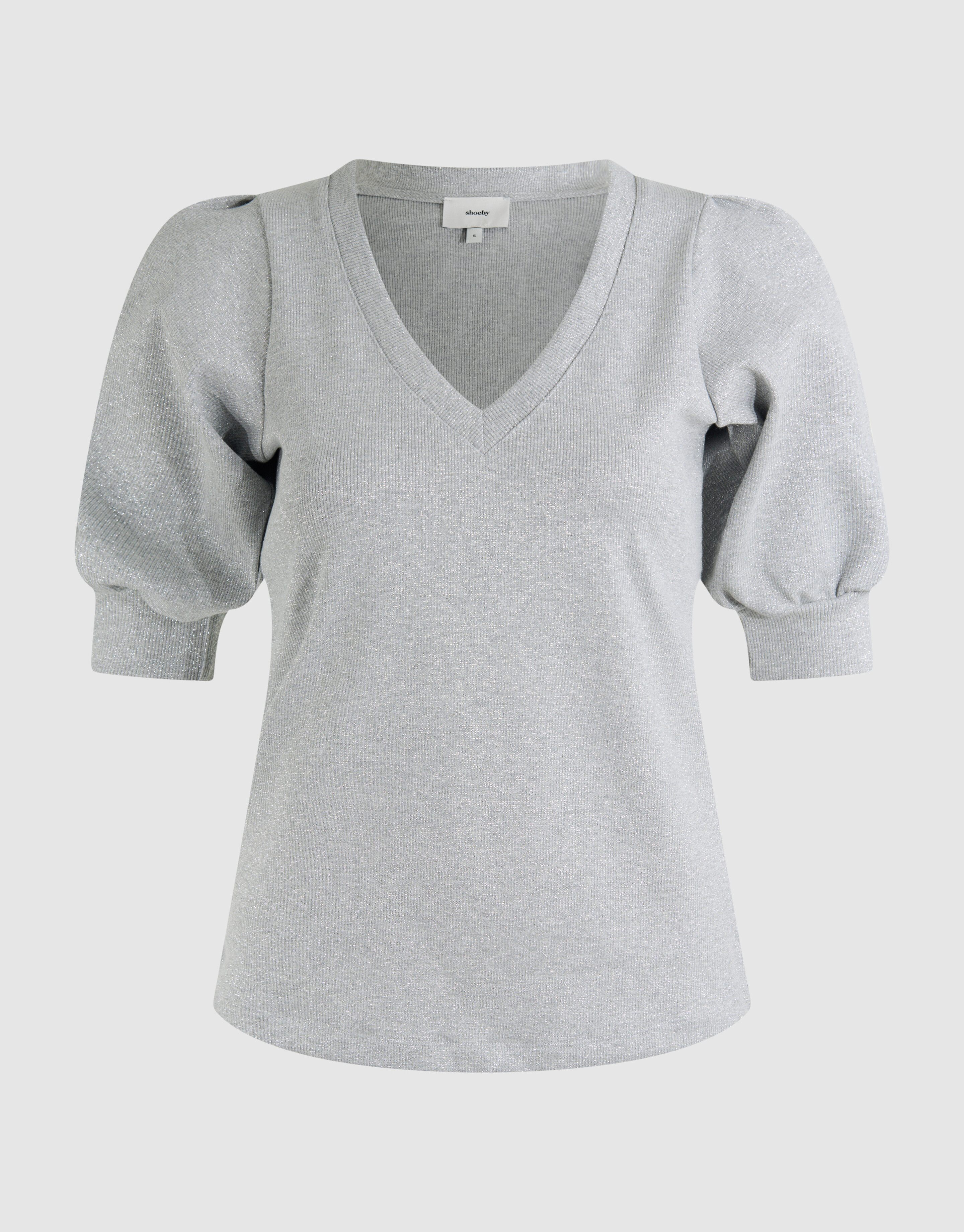 Puff V-hals Top Grijs SHOEBY WOMEN