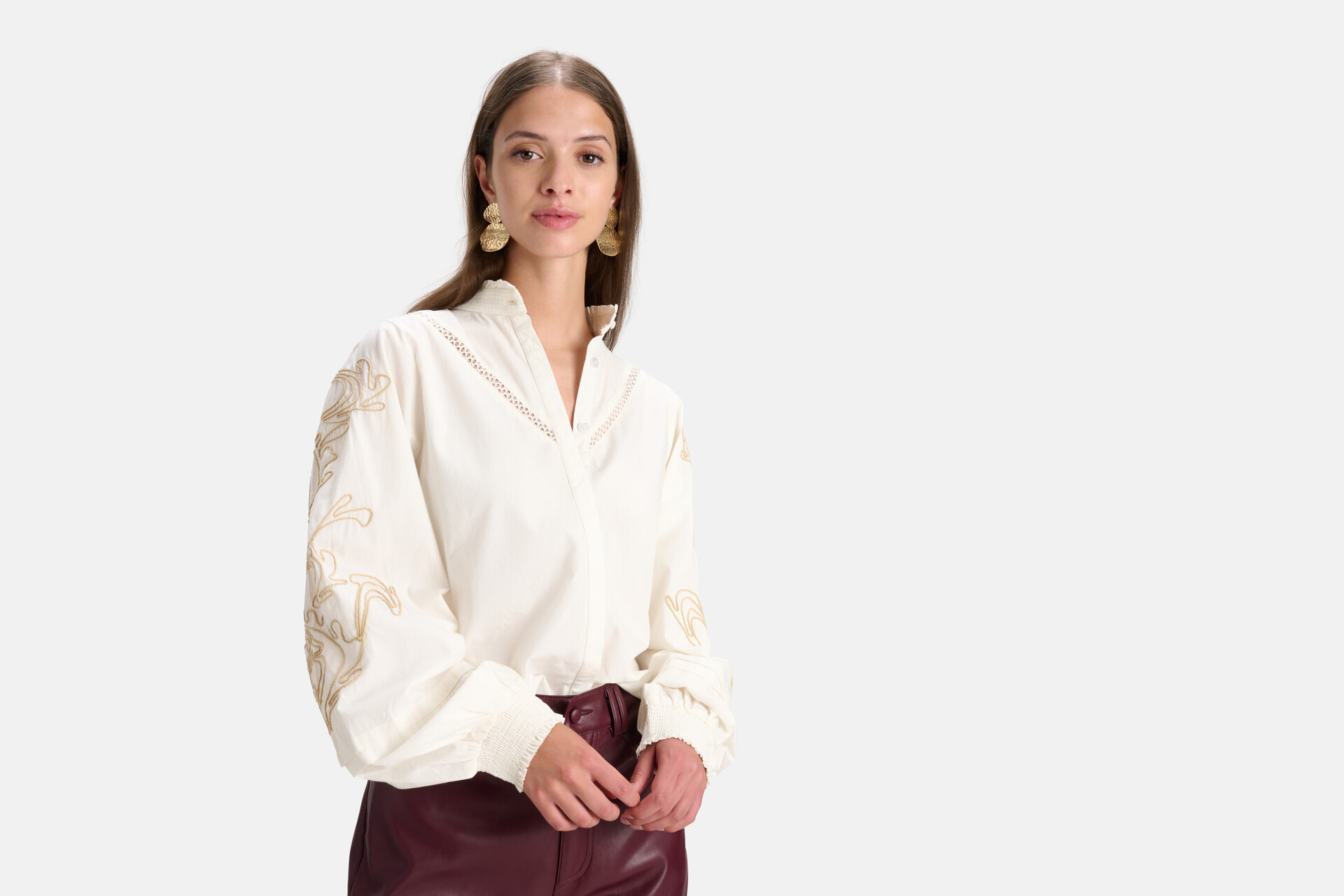 Embroidery Blouse Wit SHOEBY WOMEN