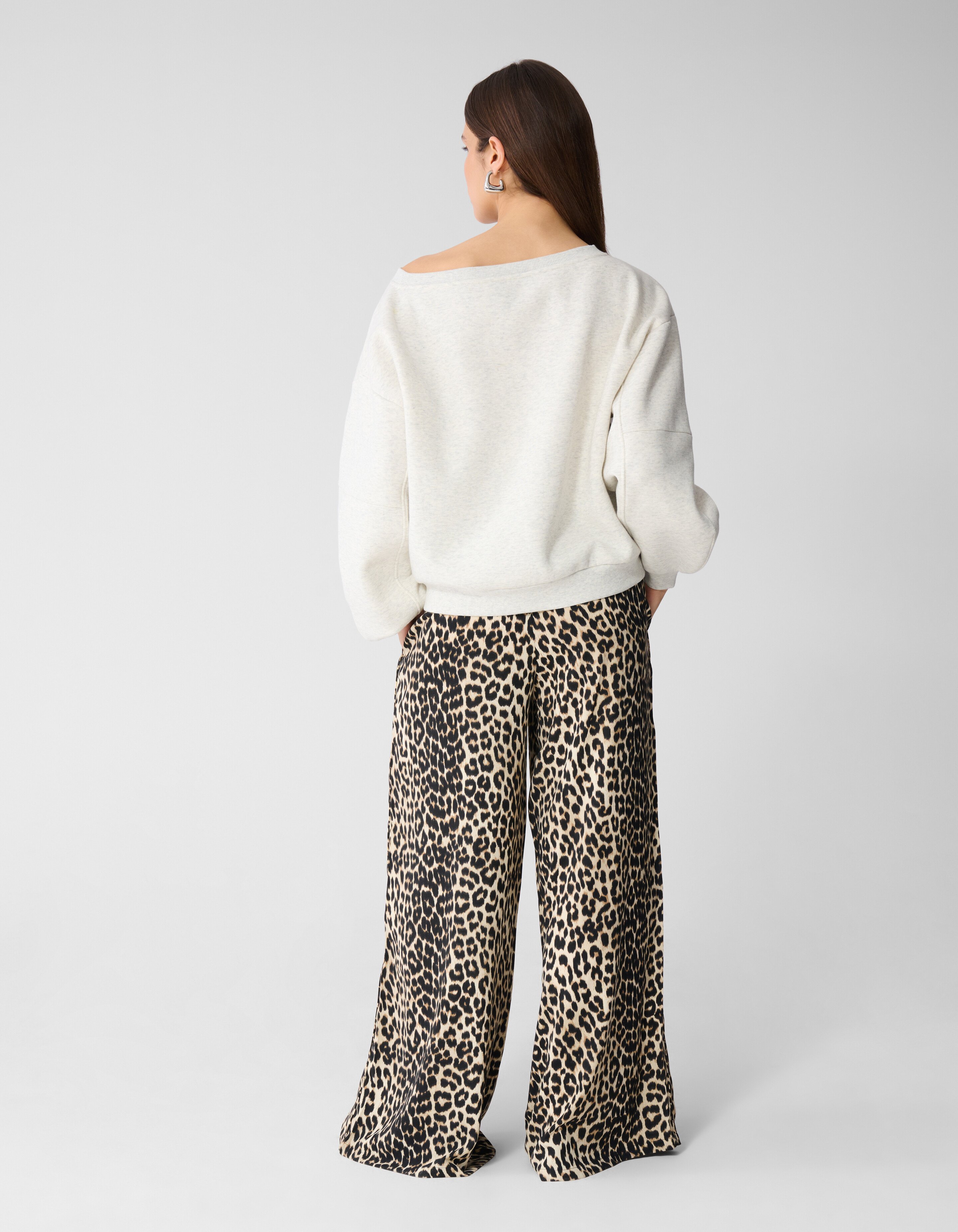 Leopard Wide Leg Fit Broek Bruin SHOEBY WOMEN
