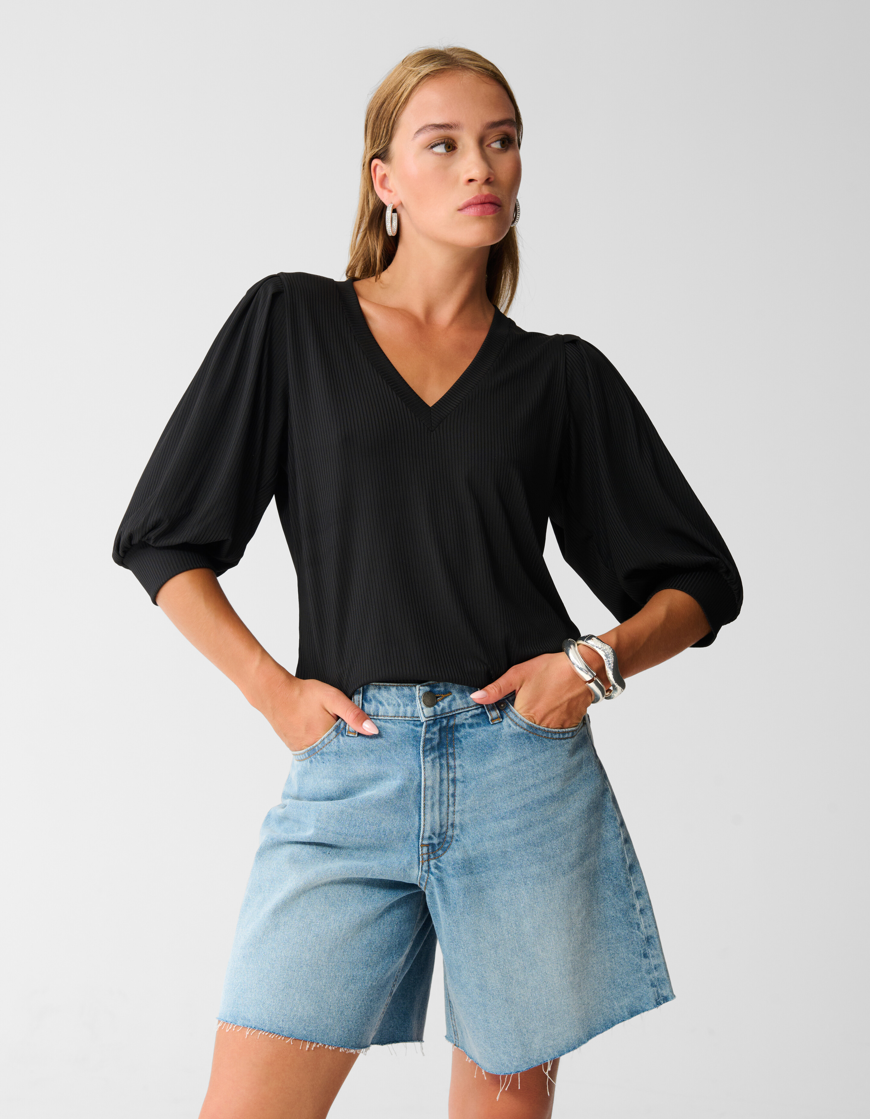 Rib Jersey Top Zwart SHOEBY WOMEN