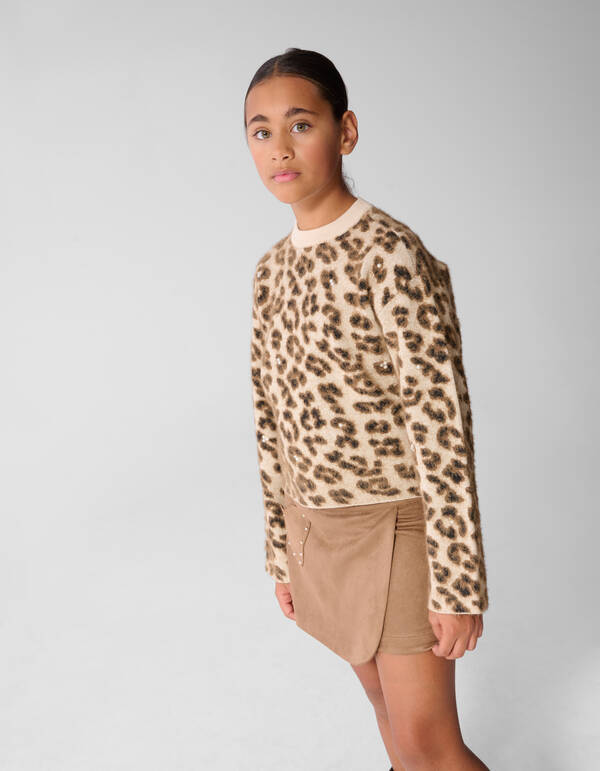 Parel Leopard Trui Bruin SHOEBY GIRLS