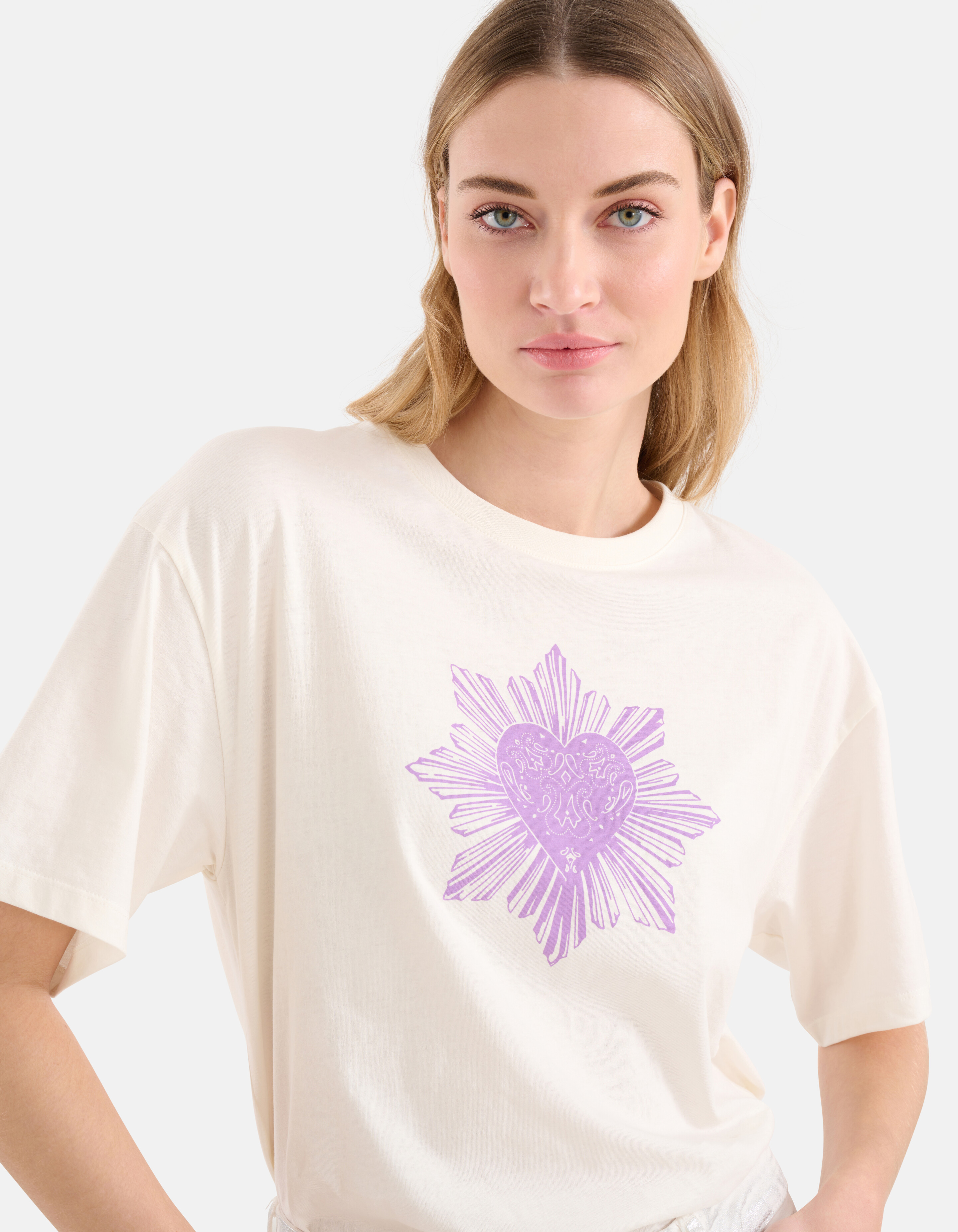 Heart Artwork T-shirt Gebroken Wit SHOEBY WOMEN