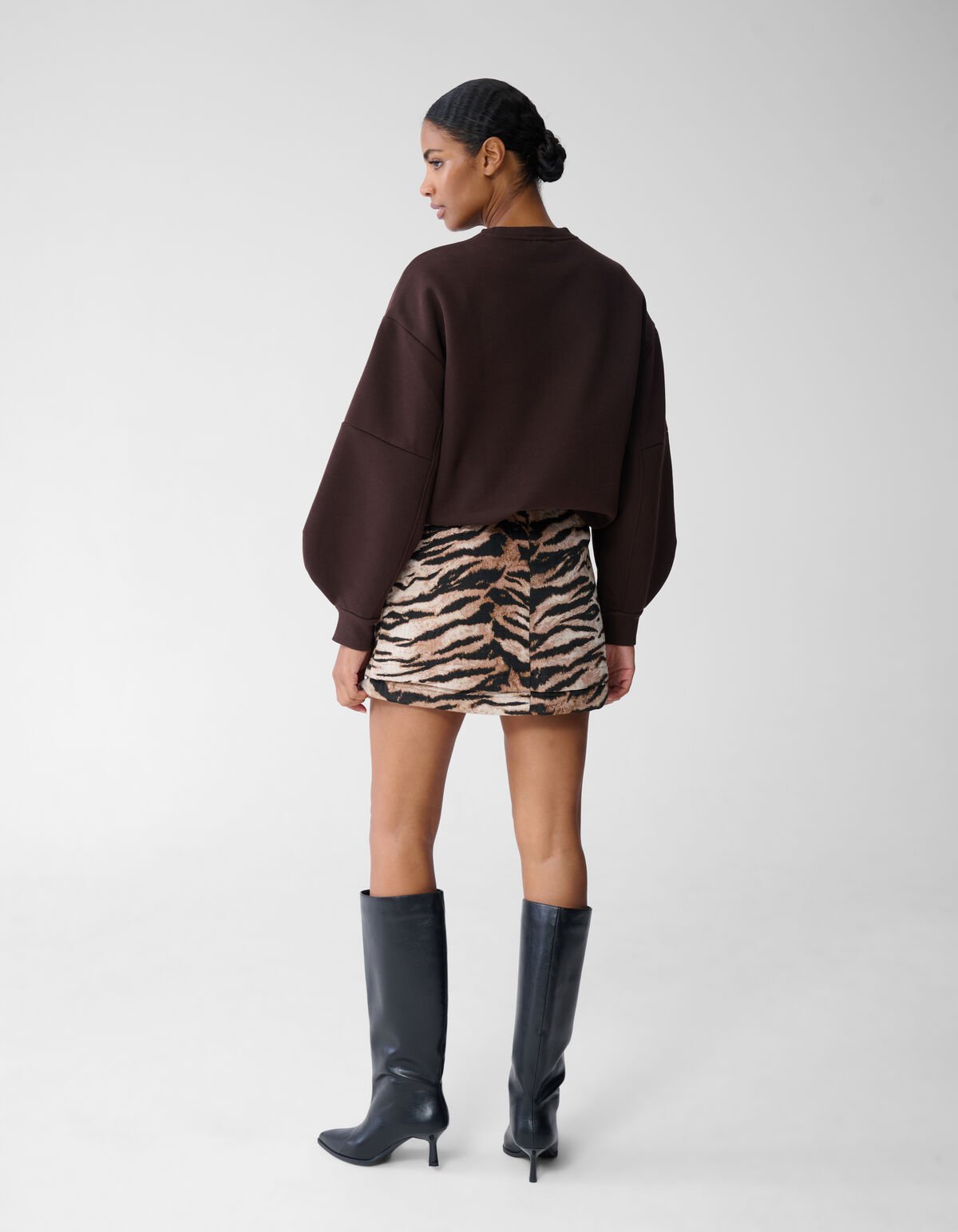 Jacquard Tiger Mini Rok Lichtbruin SHOEBY WOMEN