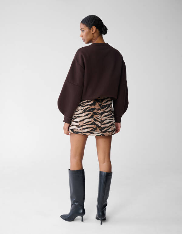 Jacquard Tiger Mini Rok Lichtbruin SHOEBY WOMEN
