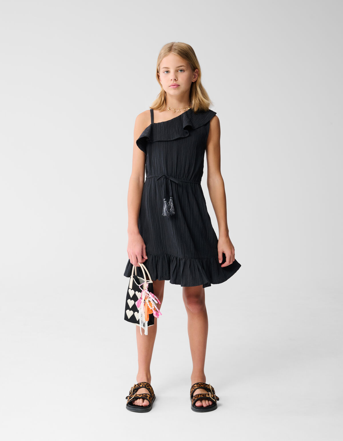One Shoulder Jurk Donkergrijs SHOEBY GIRLS