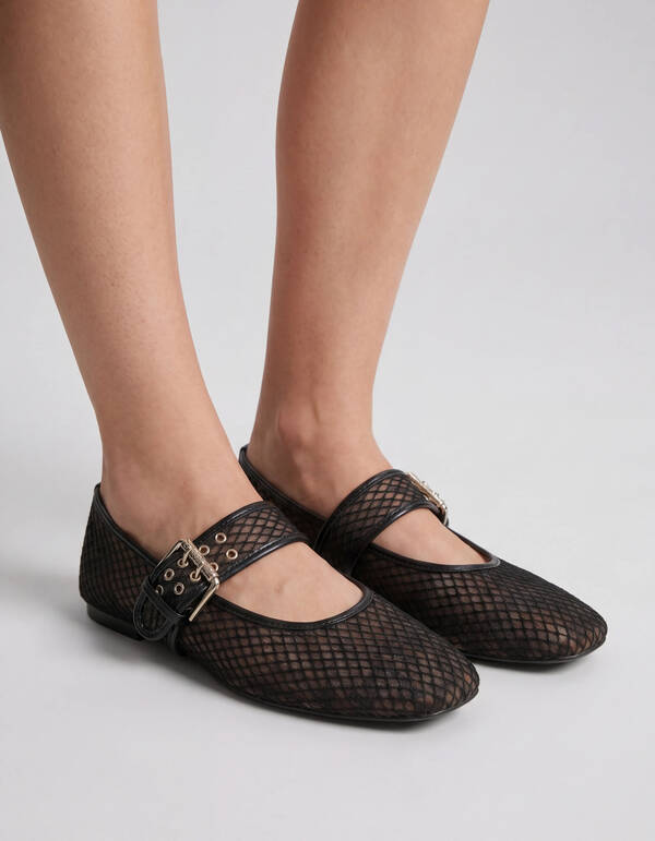 Leopard Mesh Ballerina's Zwart/Bruin SHOEBY SHOES