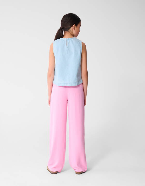 Piping Wide Leg Fit Broek Lichtroze SHOEBY GIRLS