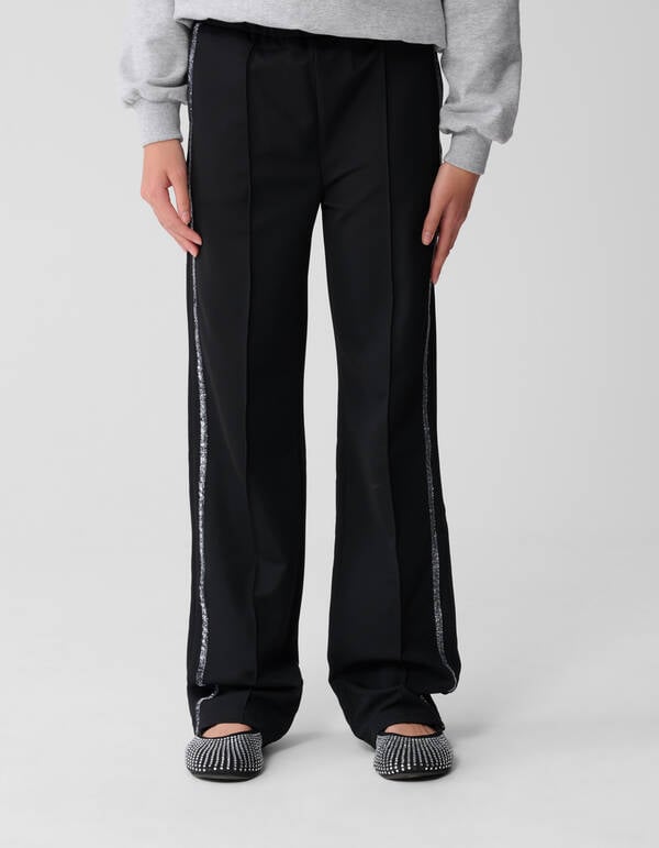 Sporty Glitter Wide Leg Broek Zwart SHOEBY GIRLS