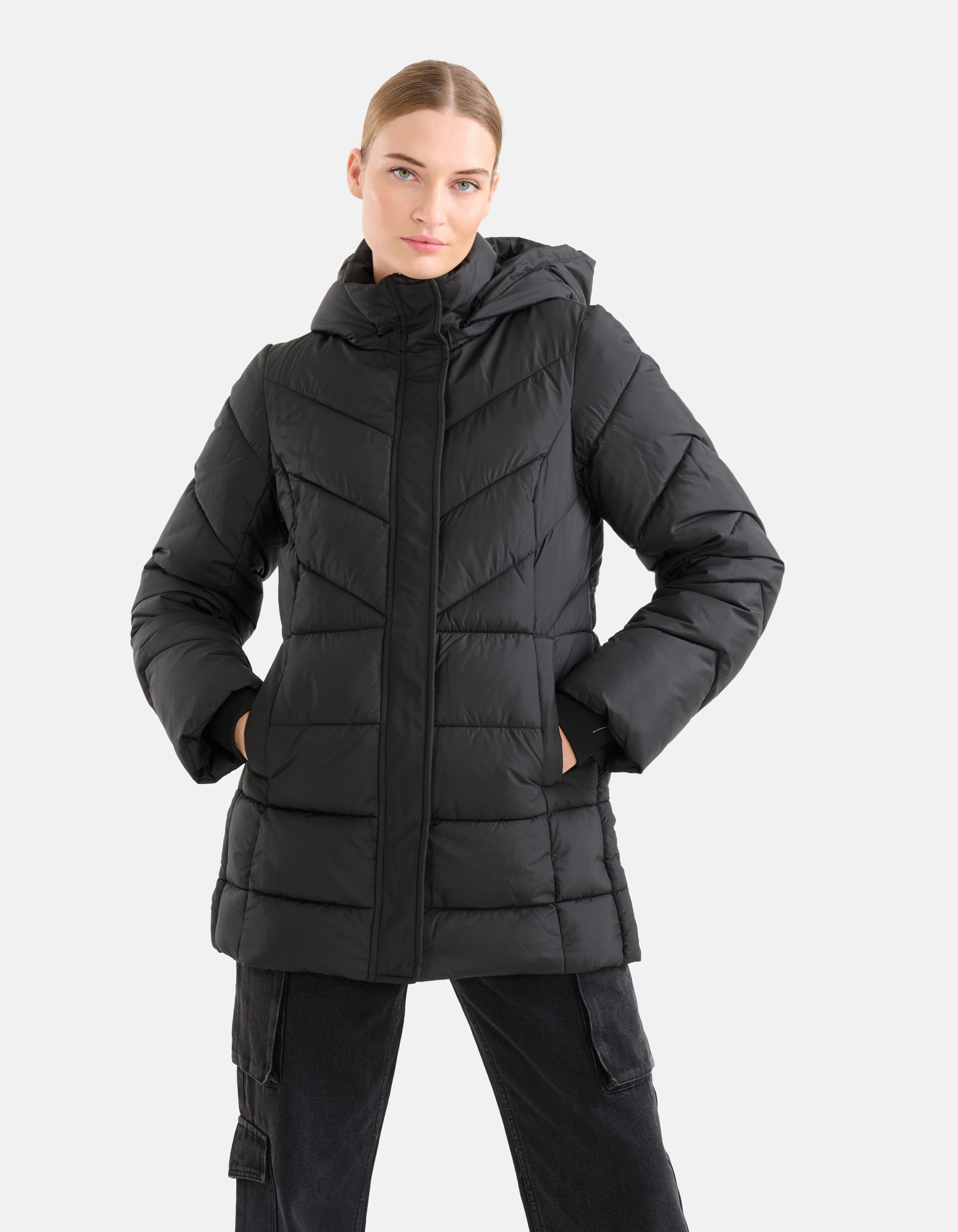Diagonale Puffer Jas Zwart SHOEBY WOMEN