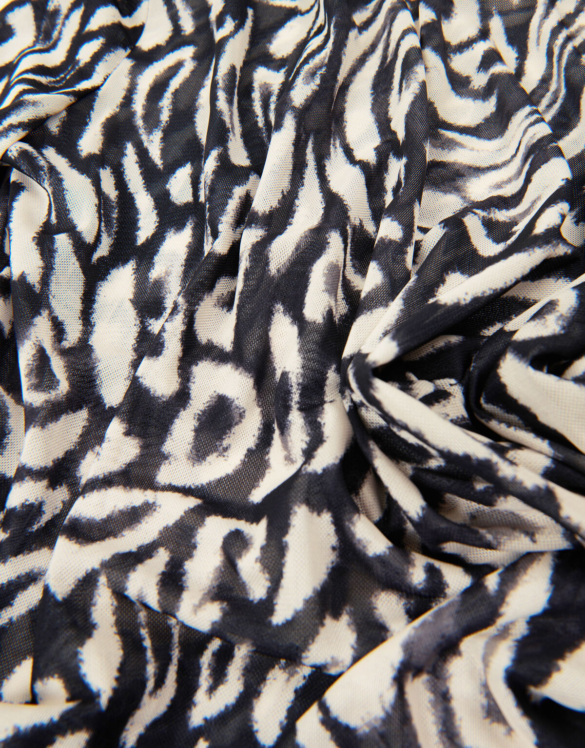 Leopard Print Mesh Top Zwart/Wit SHOEBY WOMEN