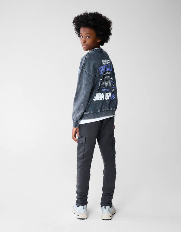 Washed Club Artwork Sweater Donkergrijs SHOEBY BOYS