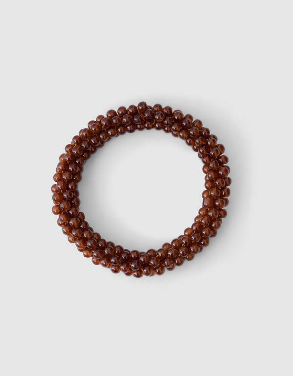 Beaded Haarelastiek Donkerbruin SHOEBY ACCESSOIRES