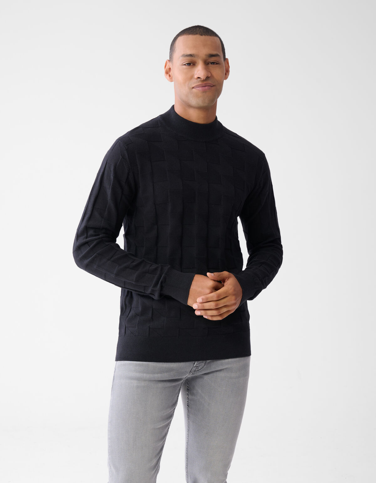 Pied De Poule Trui Zwart SHOEBY MEN