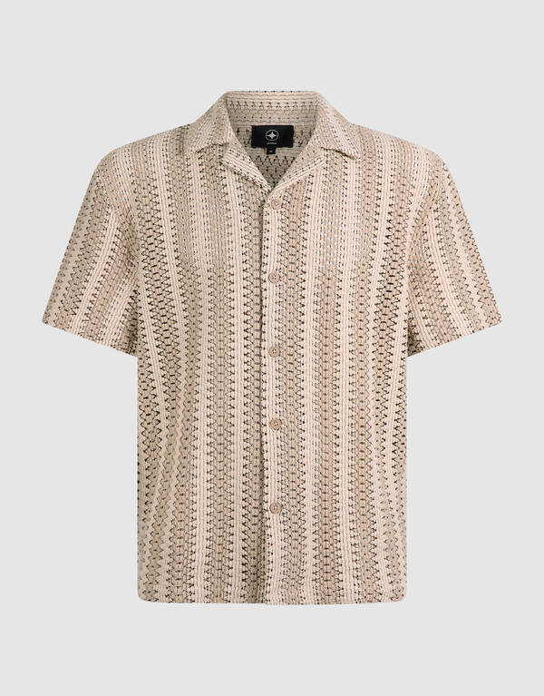 Stripe Crochet Overshirt Zand SHOEBY MEN
