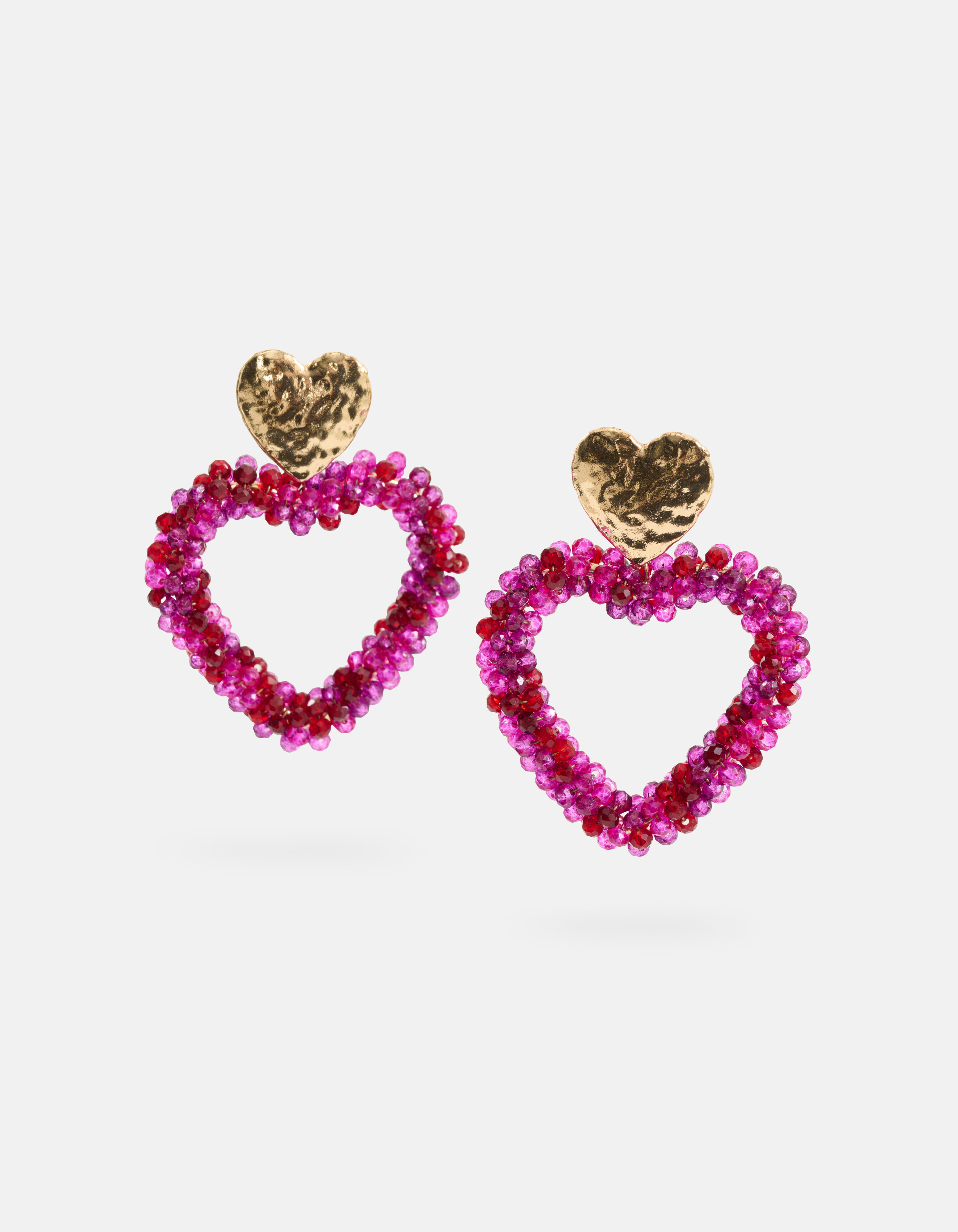 Beaded Hartjes Oorbellen Donkerpaars SHOEBY ACCESSOIRES