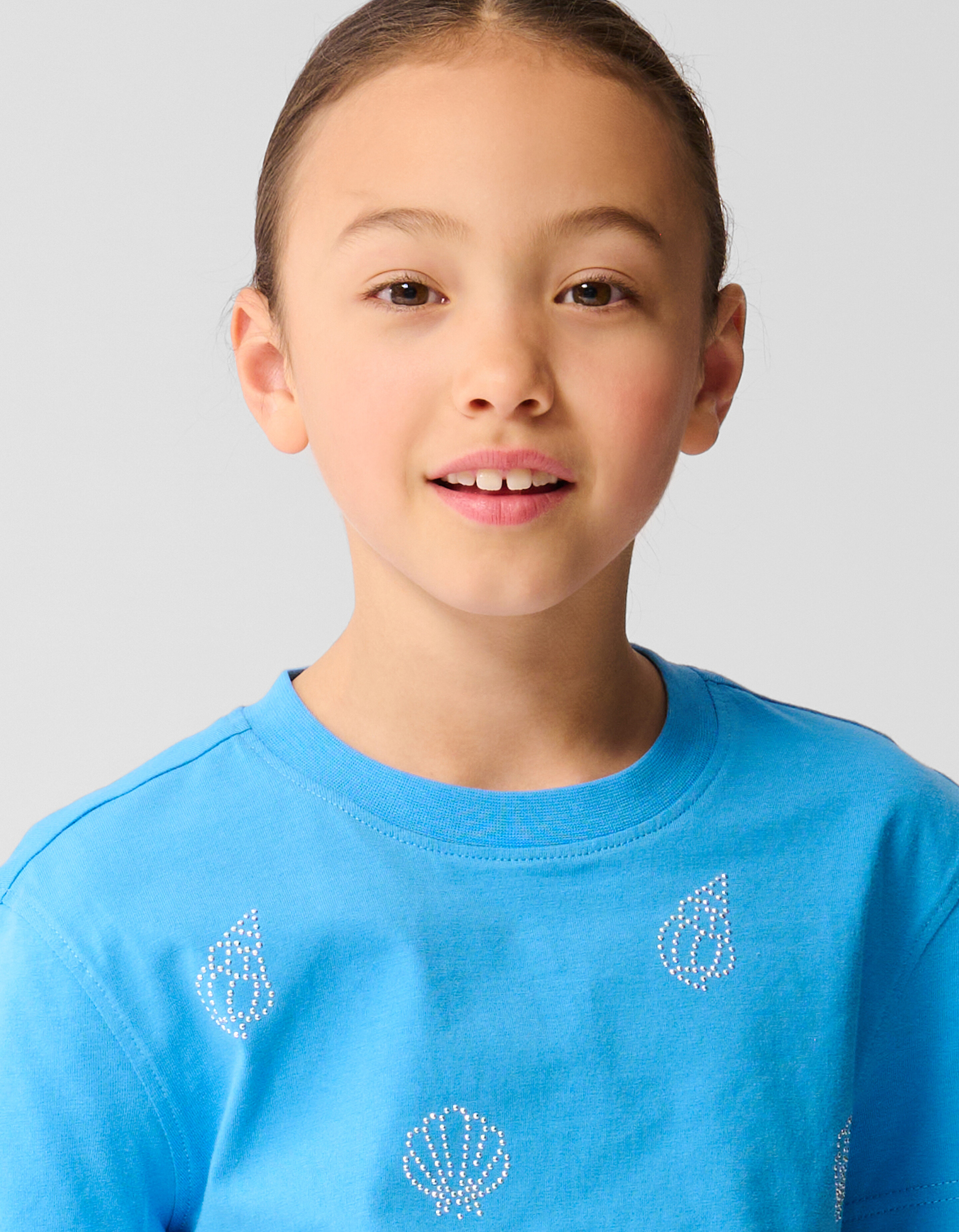 Strass Schelpen T-shirt Blauw SHOEBY GIRLS