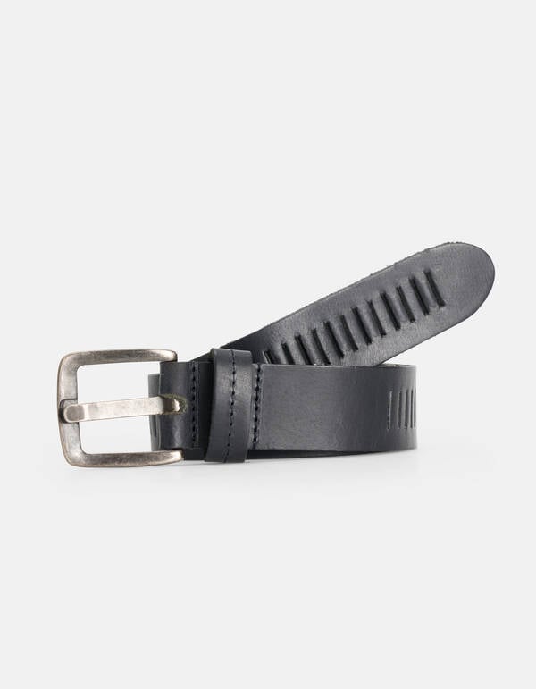 Gedetailleerde Leren Riem Zwart SHOEBY ACCESSOIRES