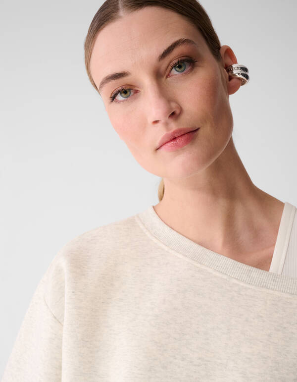 Oversized Off Shoulder Sweater Lichtgrijs SHOEBY WOMEN