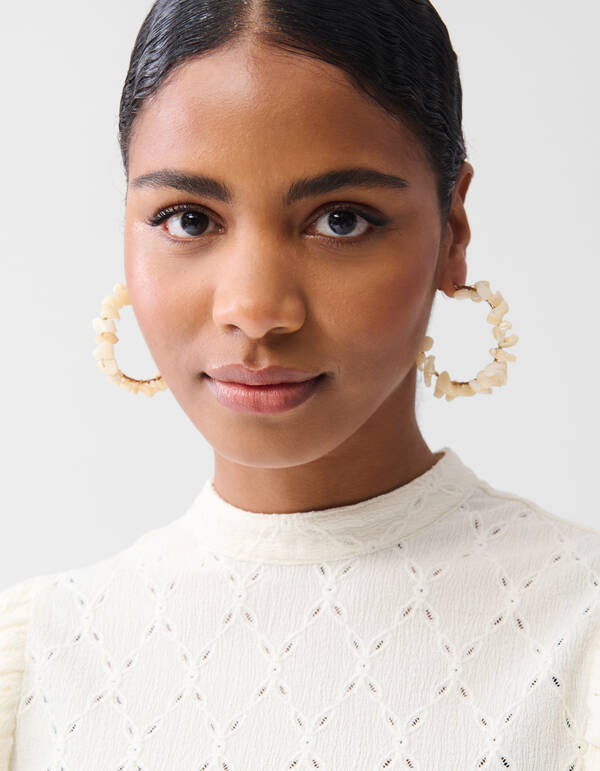 Ajour Ruffle Top Gebroken Wit SHOEBY WOMEN