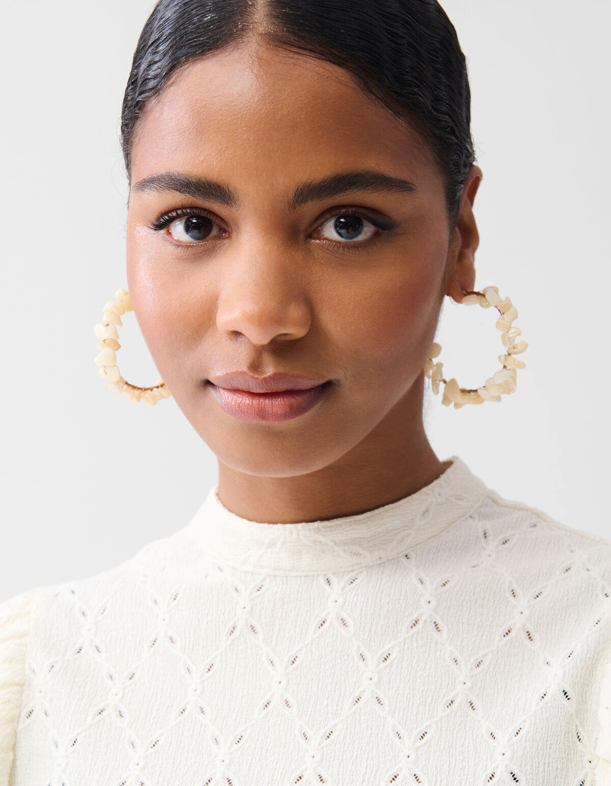 Ajour Ruffle Top Gebroken Wit SHOEBY WOMEN