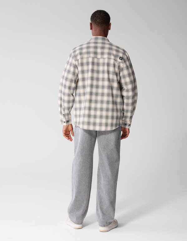 Seersucker Check Overhemd Gebroken Wit SHOEBY MEN