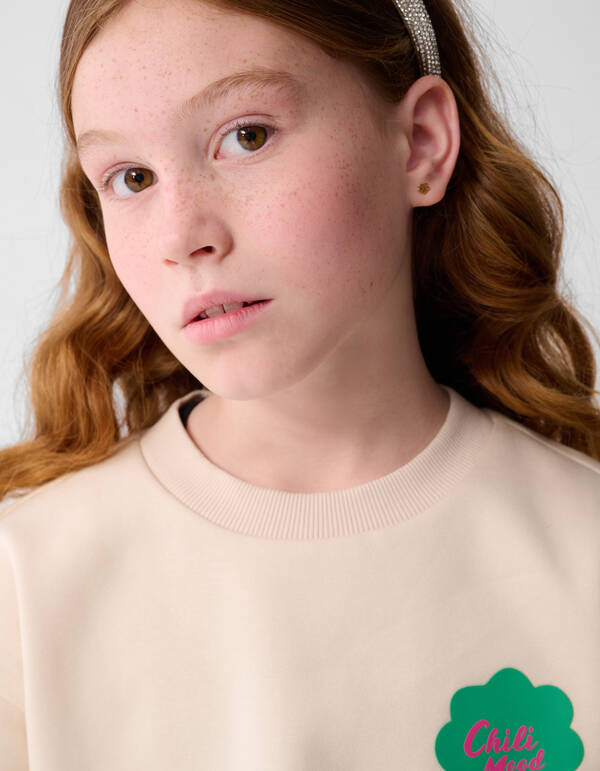 Peper Artwork Sweater Gebroken Wit SHOEBY GIRLS