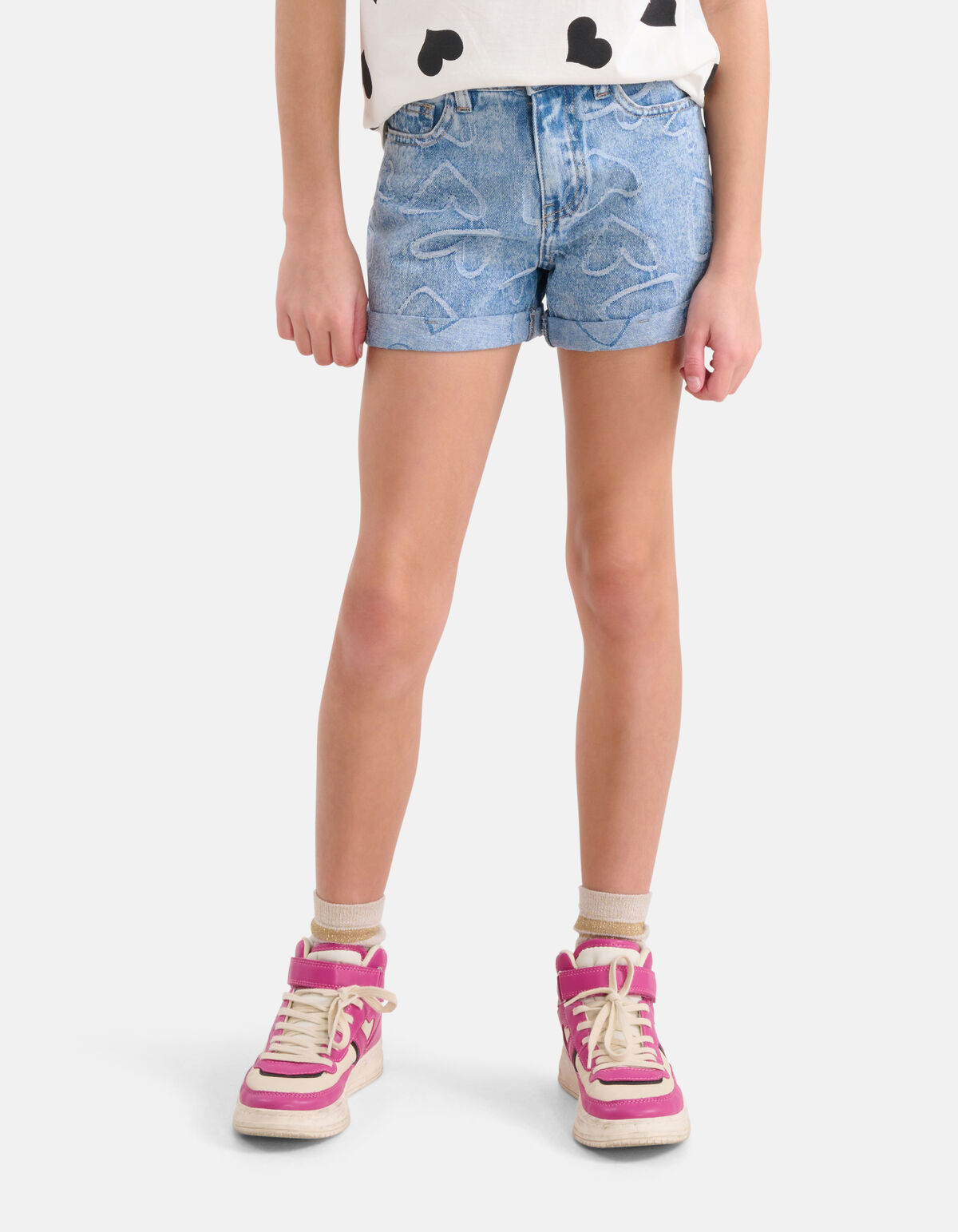 Heart Denim Short Mediumstone SHOEBY GIRLS