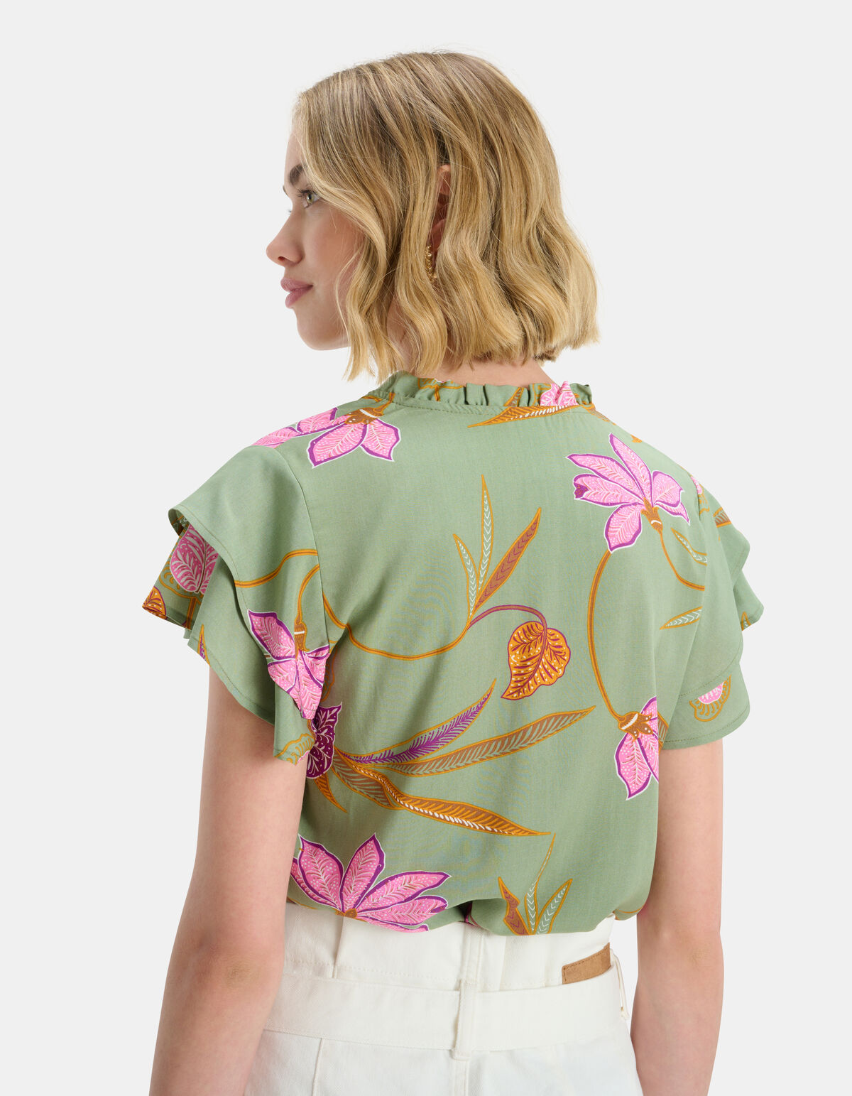 V-hals Print Top Groen SHOEBY WOMEN