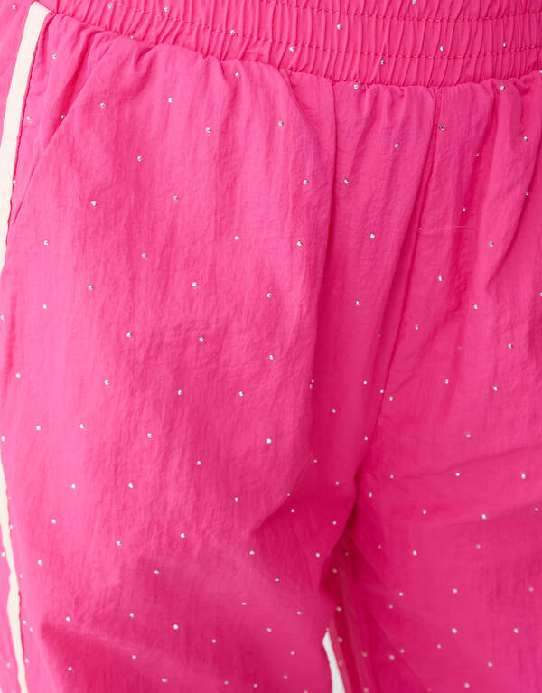 Strass Sporty Wide Leg Fit Broek Roze SHOEBY GIRLS