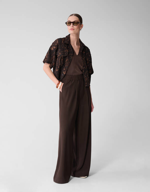 Wide Leg Fit Broek Donkerbruin By Mieke SHOEBY WOMEN