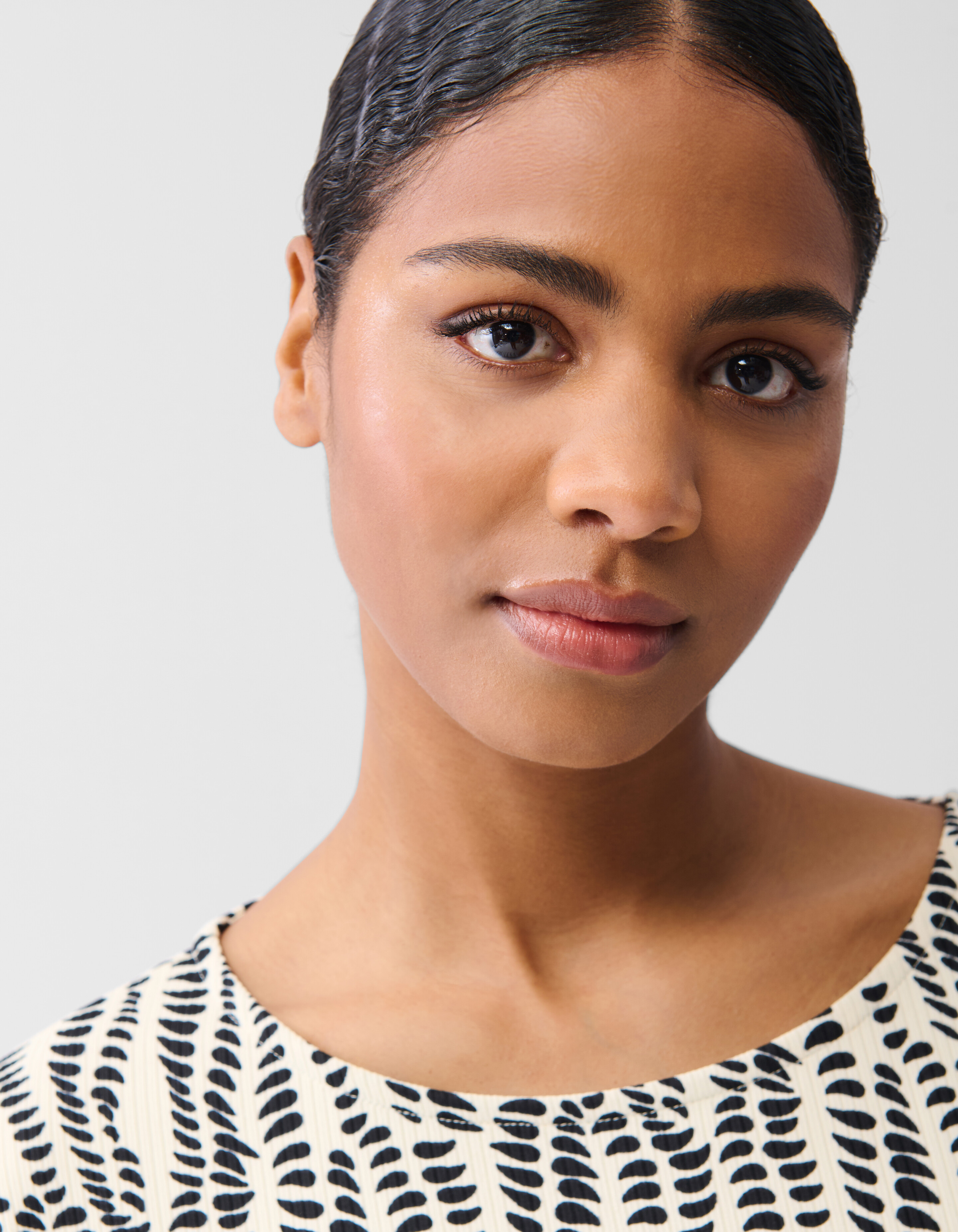 Printed Jersey Rib Top Wit SHOEBY WOMEN