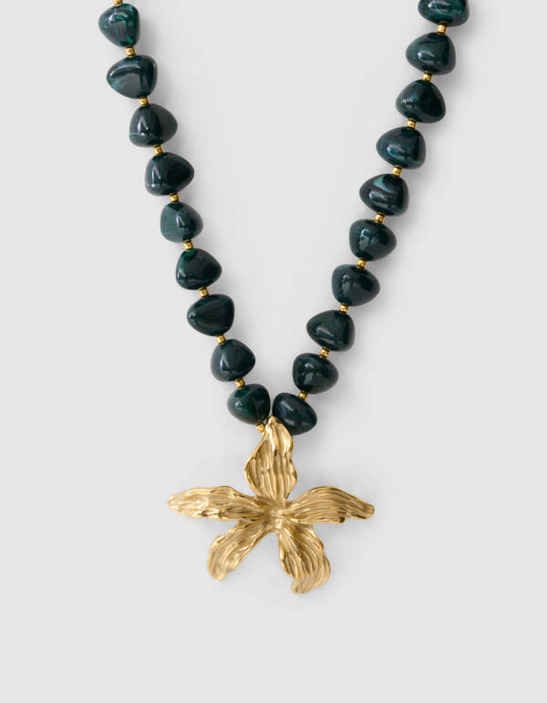 Flower Ketting Donkergroen SHOEBY ACCESSOIRES