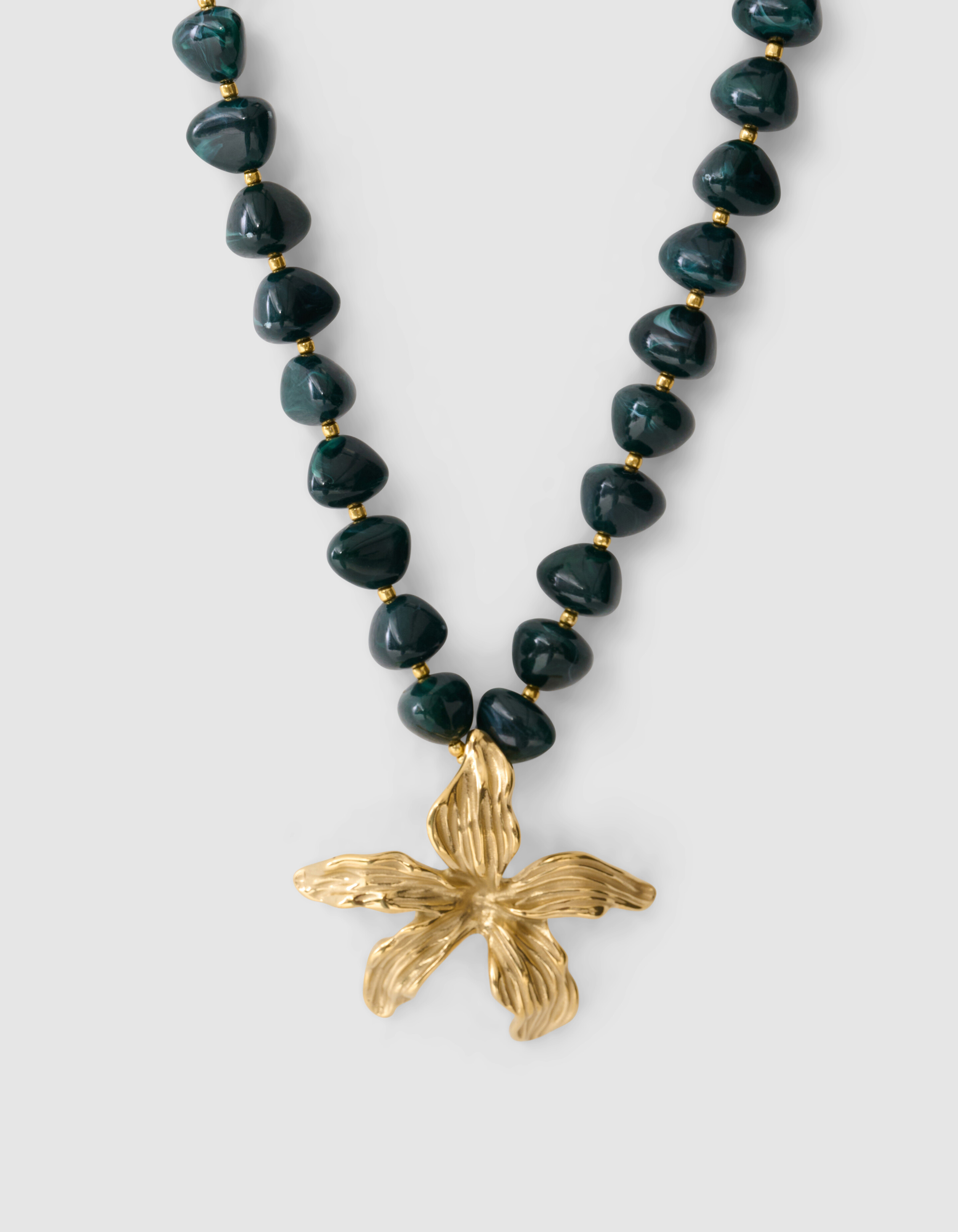 Flower Ketting Donkergroen SHOEBY ACCESSOIRES