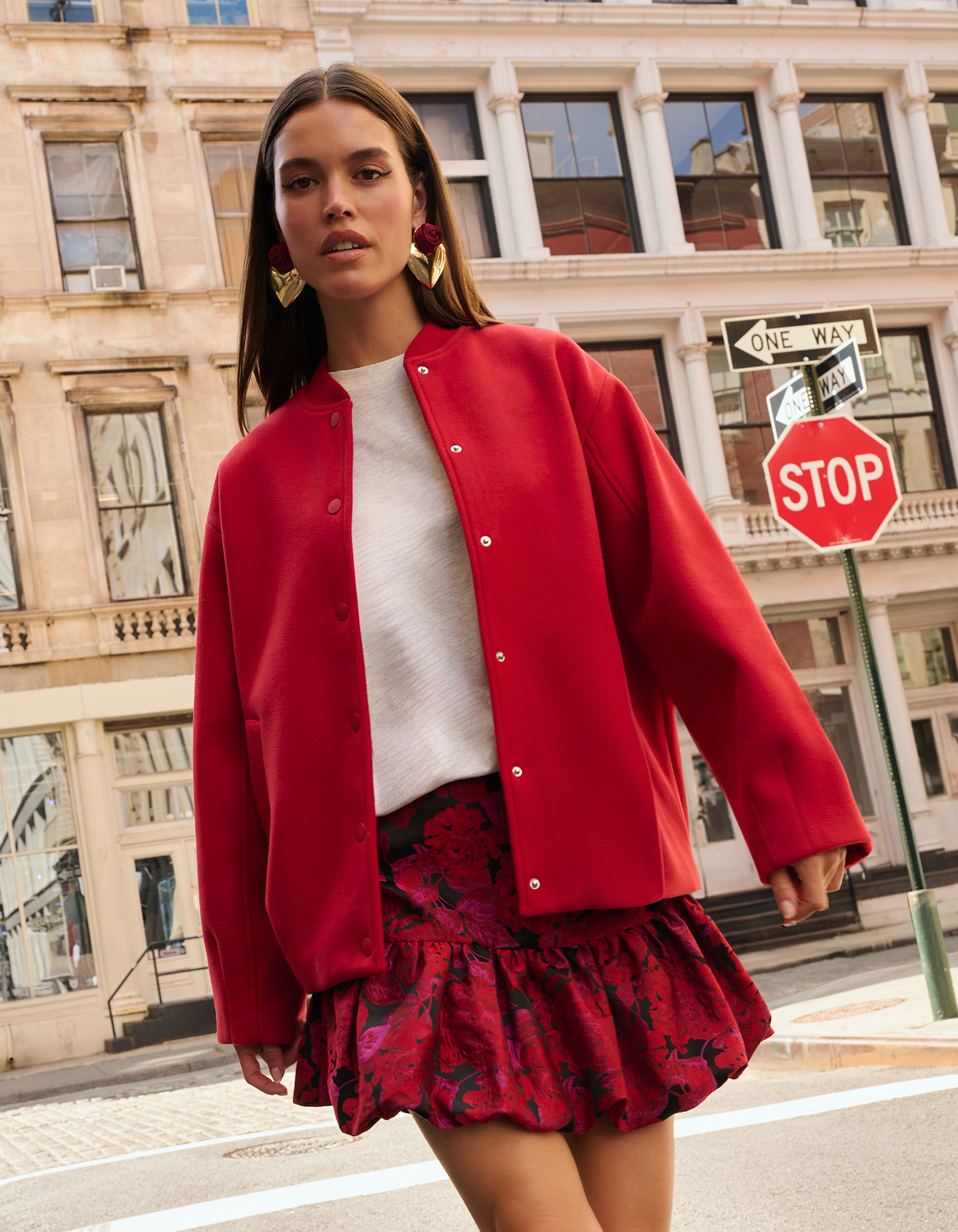 Sporty Oversized Bomber Rood SHOEBY WOMEN