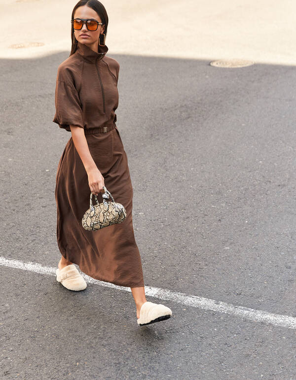 Sporty Tracksuit Maxi Jurk Bruin SHOEBY WOMEN