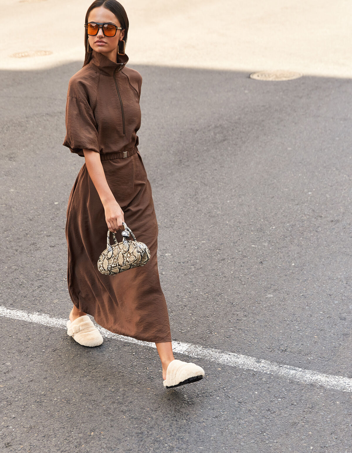 Sporty Tracksuit Maxi Jurk Bruin SHOEBY WOMEN